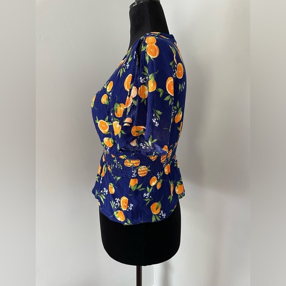 Kaileigh Faux Wrap Citrus Top - Size L - EUC - Picture 2 of 13